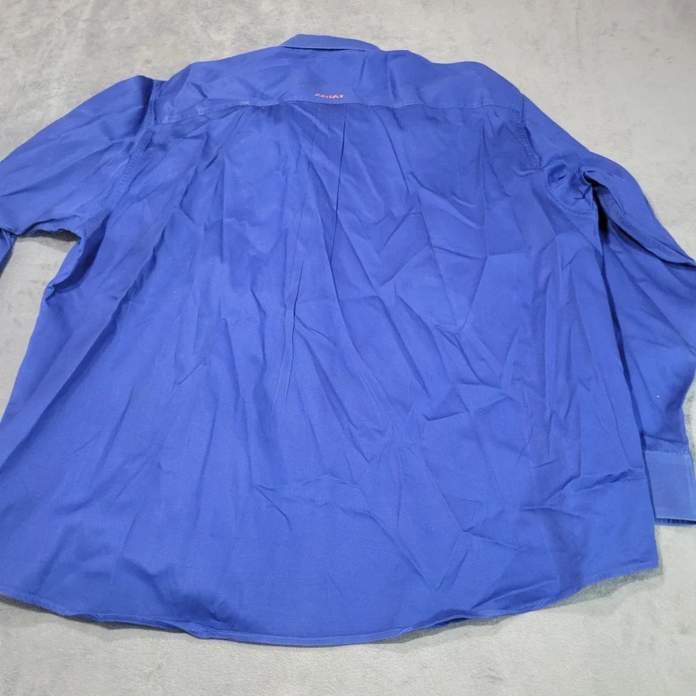 Ariat Button Down Shirt Mens XXL Blue Solid Long Sleeve Western‎ Work 10006660